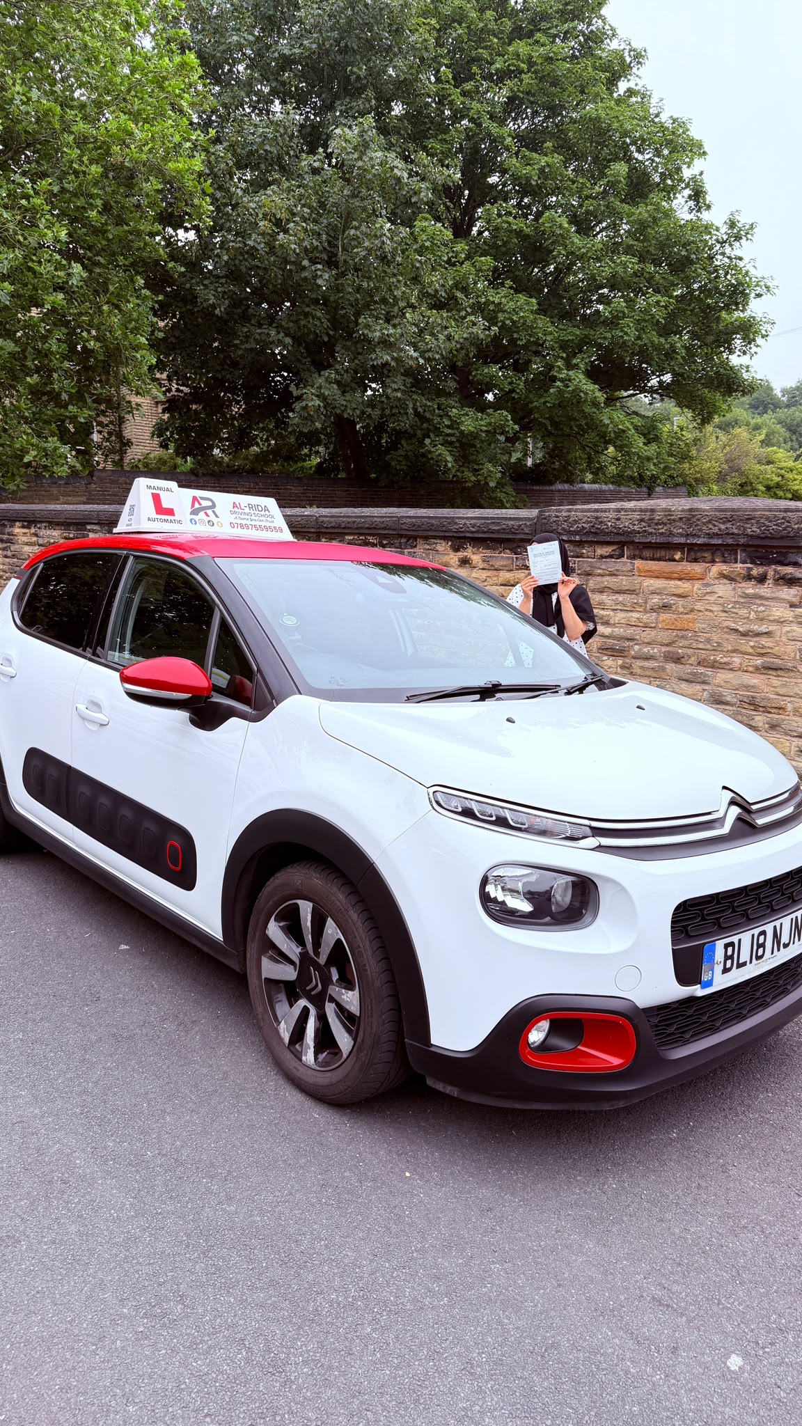 Student passing driving test with Al-Rida Driving School in dewsbury, wakefield, batley, mirfield, ossett, morley and surrounding areas